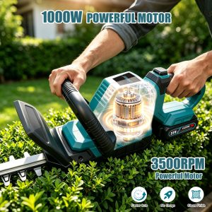 22'' Electric Hedge Trimmer, 3500RPM Cordless Bush Trimmer with 2 x 2.0Ah Batteries, LCD Display, 180° Adjustable Branch Cutter, 4.1Lbs Trimmers Tree Trimmer for Garden Lawn Yard Pruning (Blue)
